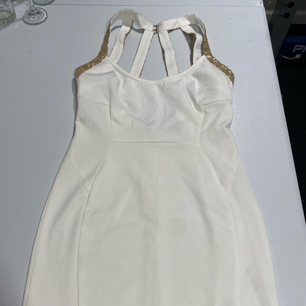 White & Gold Glitter TOBI Dress